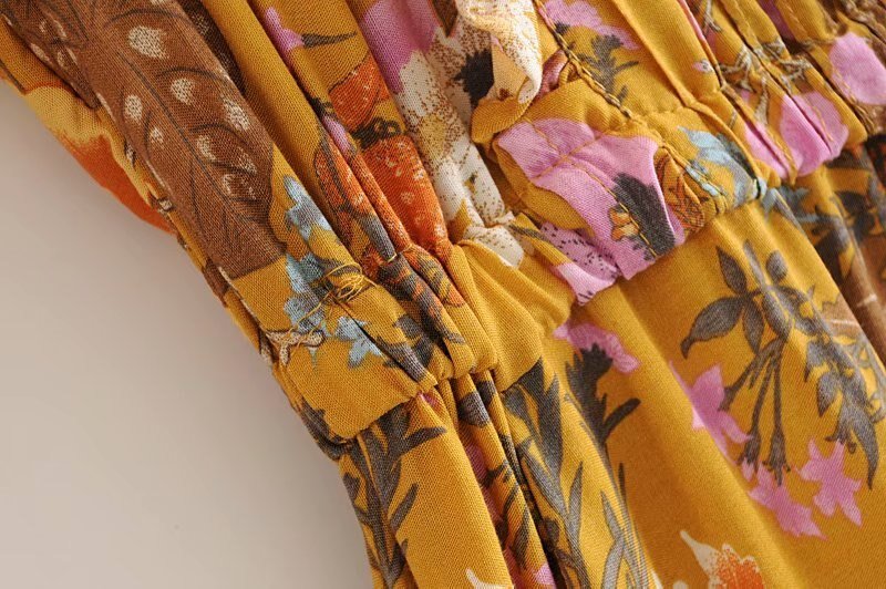 Elegant Hippie Styled Bohemian Summer Dress | S-L | Yellow & Pink