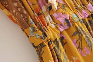 Elegant Hippie Styled Bohemian Summer Dress | S-L | Yellow & Pink