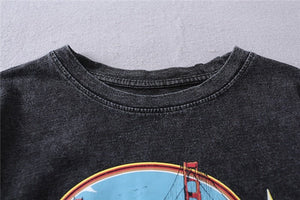 San F Acid Washed O-Neck T-shirt | S-XL