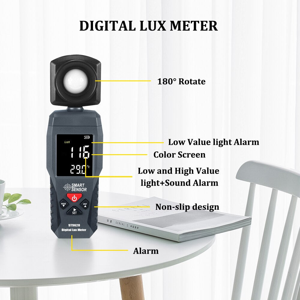 Digital Lux Light Meter | 3 Range Photometer |1-200,000