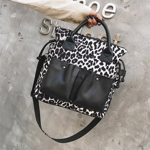 High Quality Leopard Patchwork Shoulder Bag