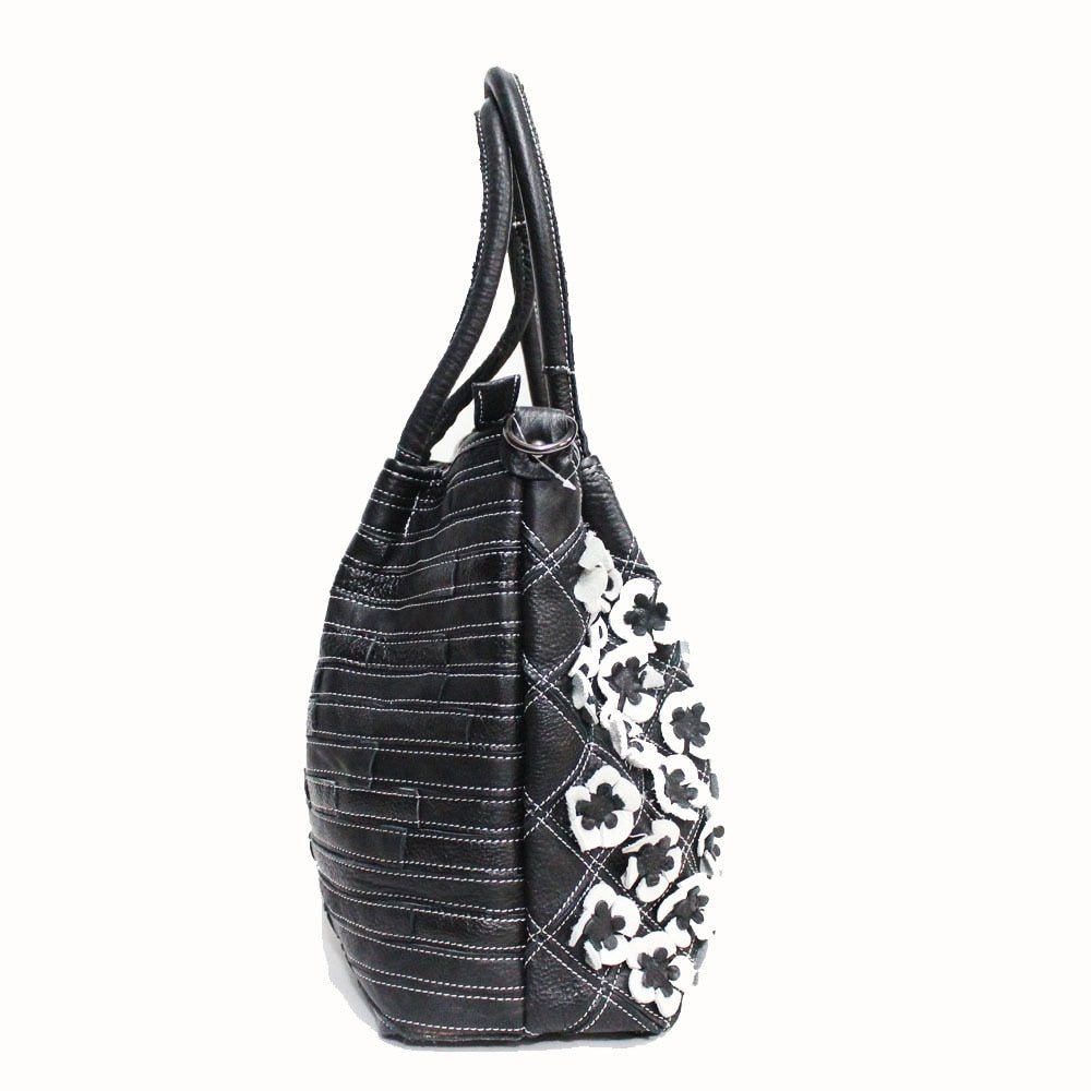 Oversized Genuine Leather Multicolor Flower Handbag - Various Colours