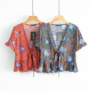Vintage Women's V-neck Bohemian Kimono Top | S-L | 2 Colours