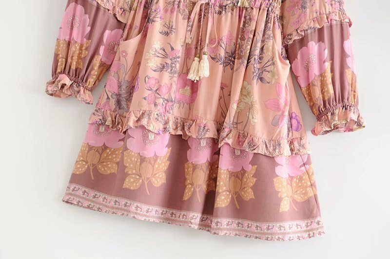 Elegant Hippie Styled Bohemian Summer Dress | S-L | Yellow & Pink