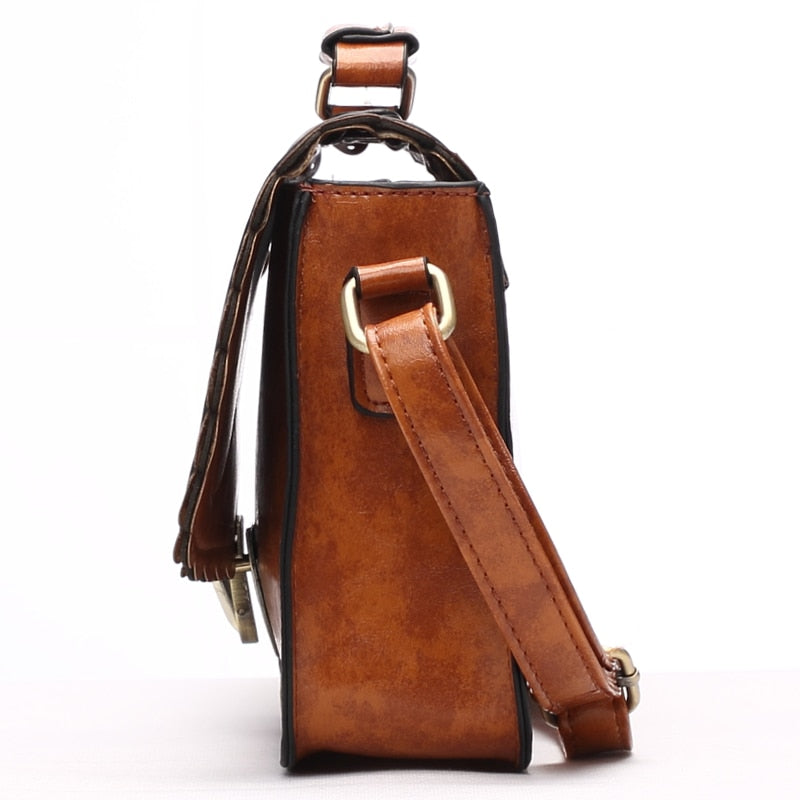 Vintage Women's Hippie Styled Leather Messenger Bag