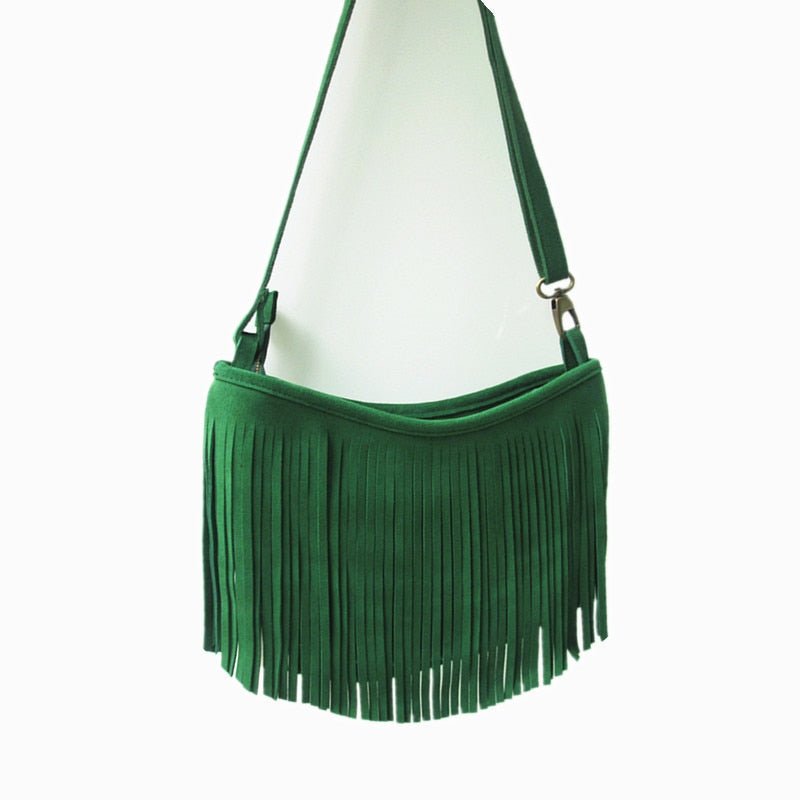 Women's Genuine Leather Long Fringe Shoulder Bag With Tassels