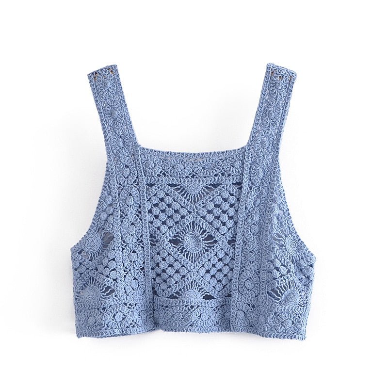 Knitted Hippie / Boho Sleeveless Crop Tops | Beach Styled | Various Colours | Free Size