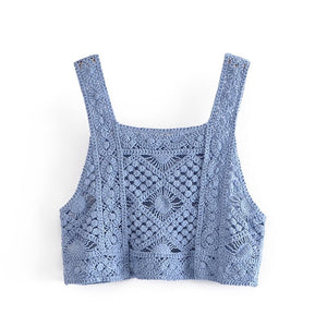Knitted Hippie / Boho Sleeveless Crop Tops | Beach Styled | Various Colours | Free Size