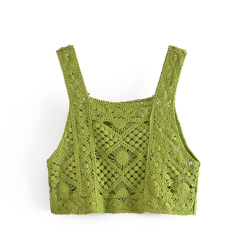 Knitted Hippie / Boho Sleeveless Crop Tops | Beach Styled | Various Colours | Free Size