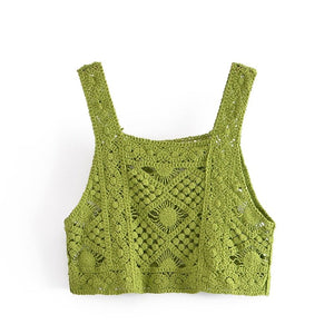 Knitted Hippie / Boho Sleeveless Crop Tops | Beach Styled | Various Colours | Free Size