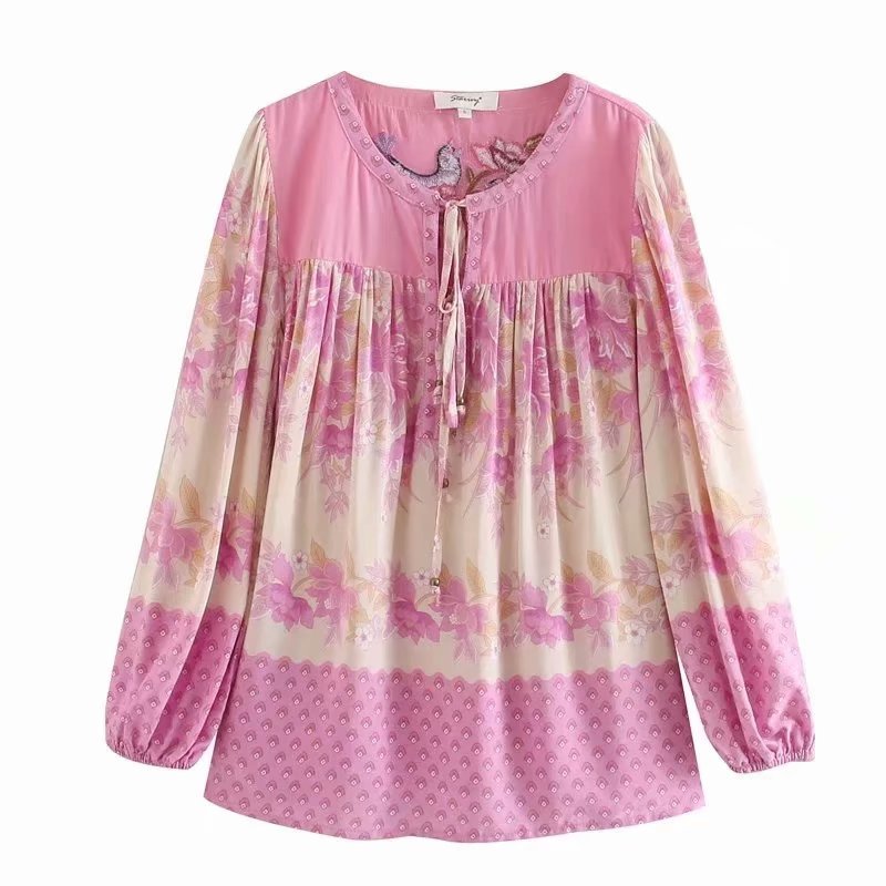 Hippie Styled Pink Blouse Shirt | S-L