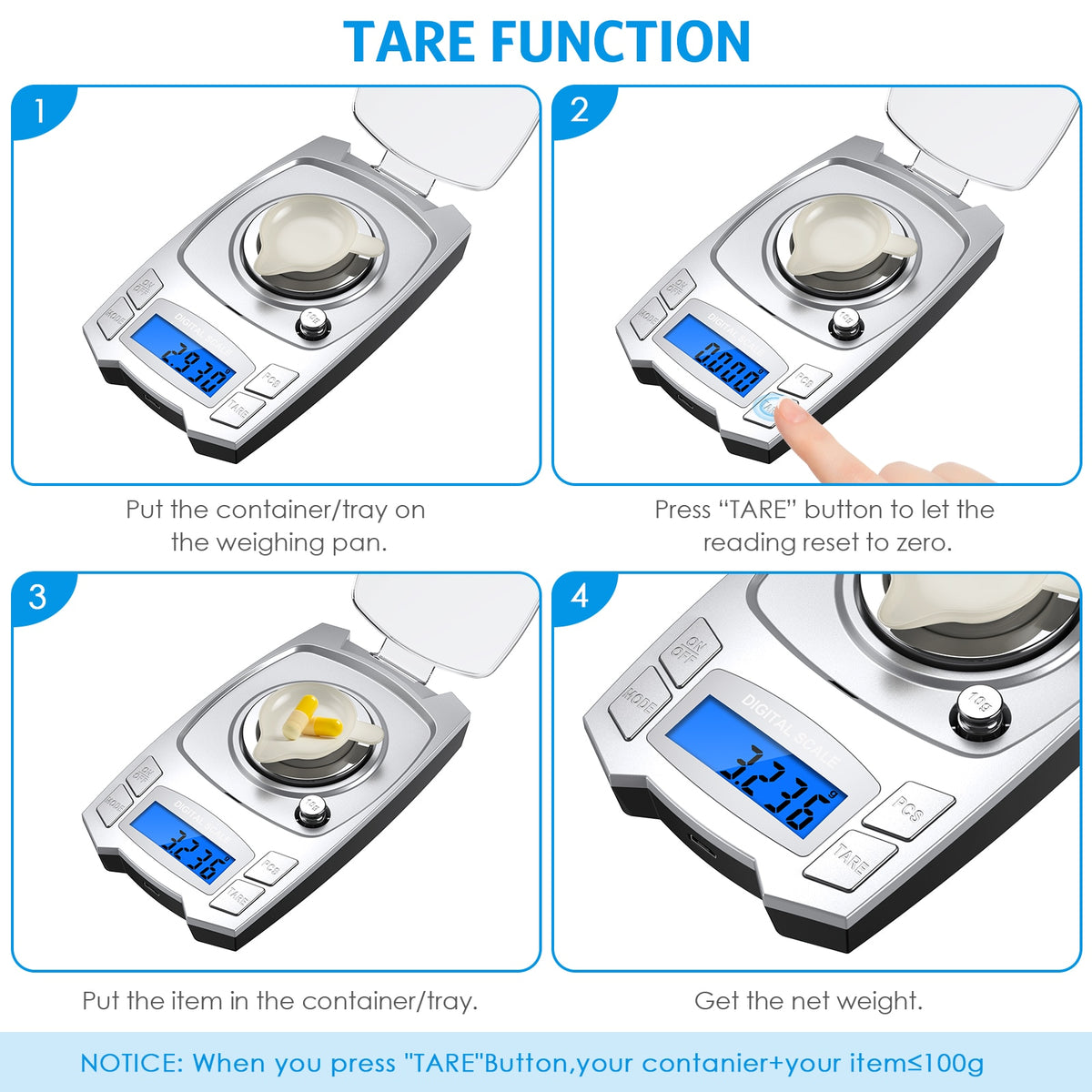 0.001g Precision Electronic Scales | 100g/50g Options | USB Charging
