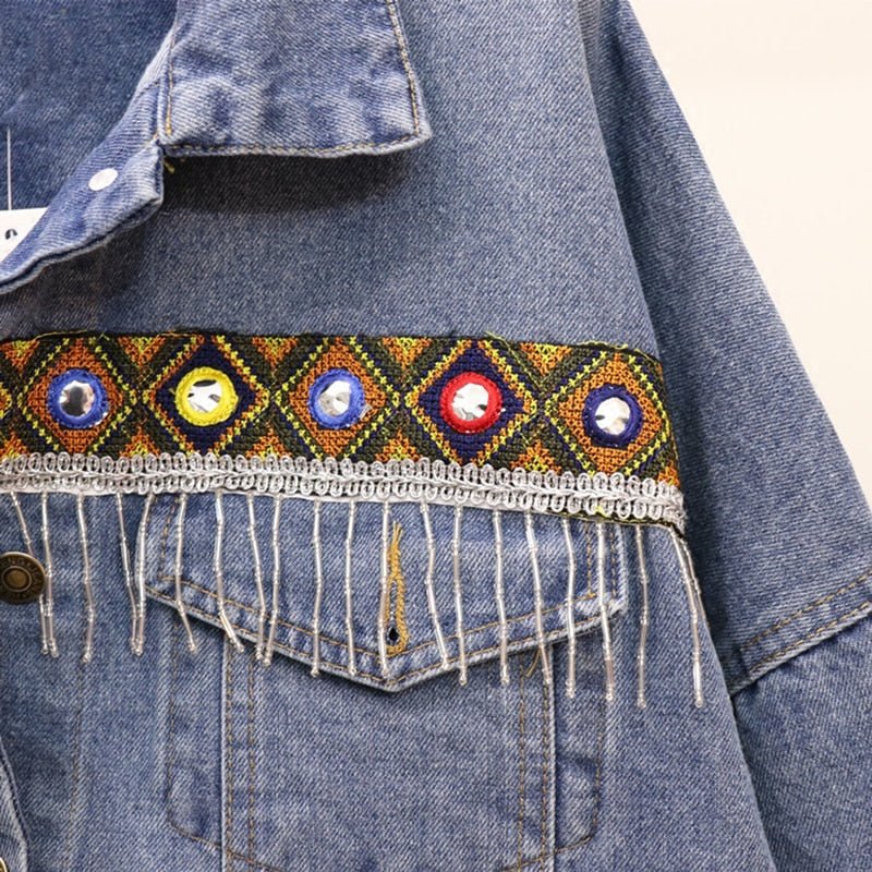Gypsy Styled Hippie Demin Jacket | Boho Backing | Free Size