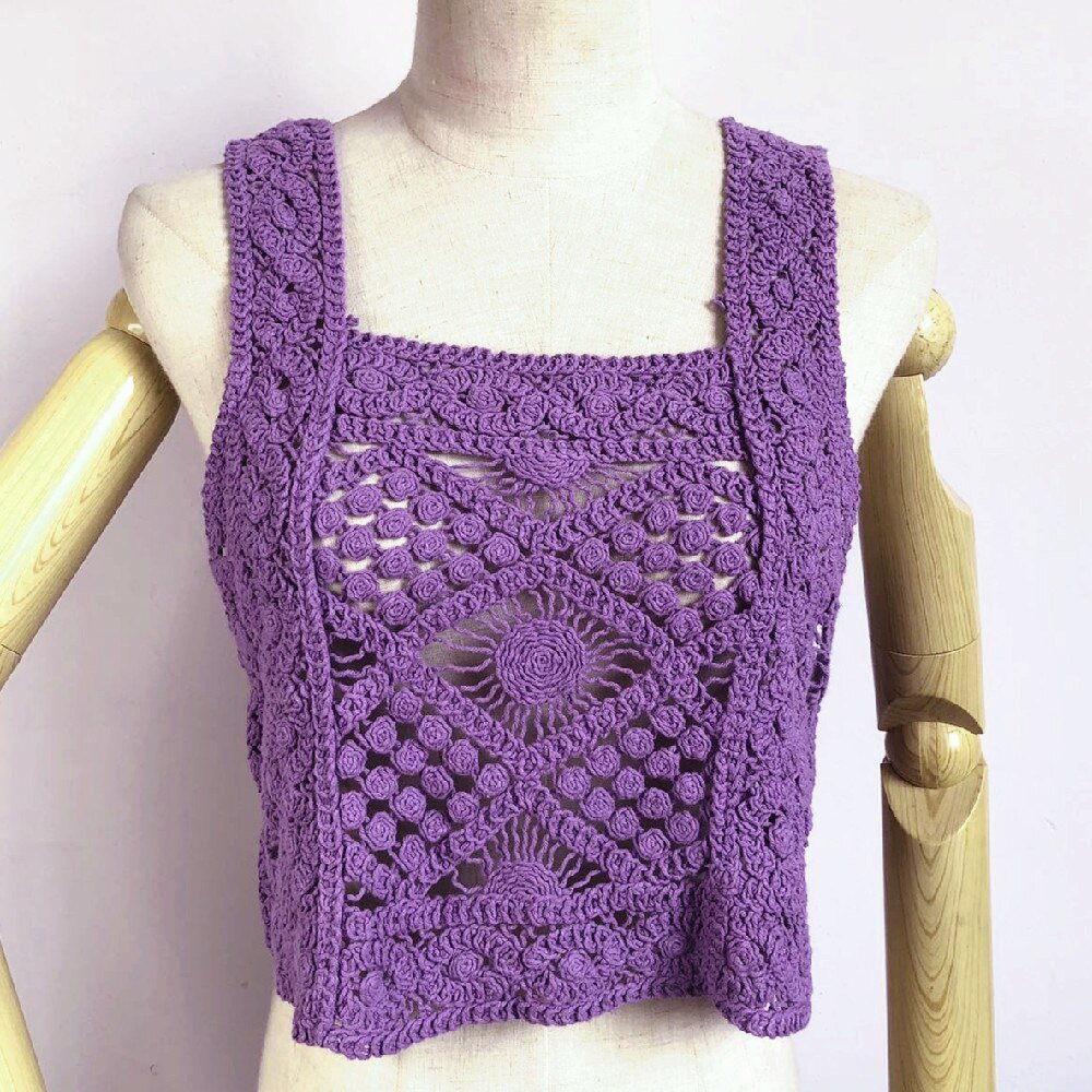 Knitted Hippie / Boho Sleeveless Crop Tops | Beach Styled | Various Colours | Free Size