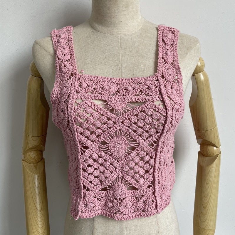 Knitted Hippie / Boho Sleeveless Crop Tops | Beach Styled | Various Colours | Free Size