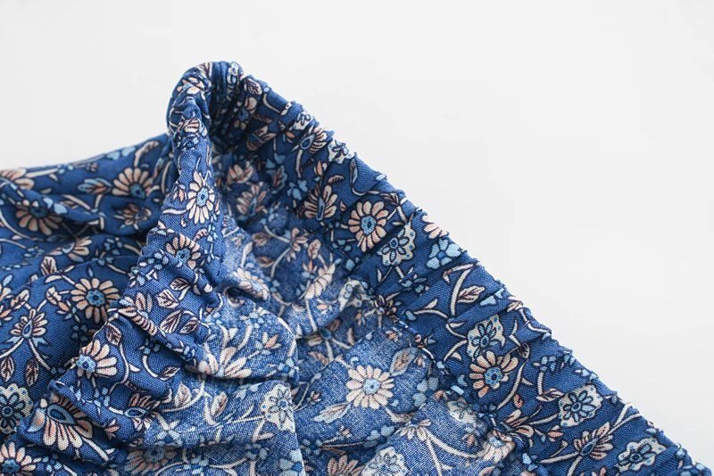 Women's Hippie High Waisted Skirt | Floral Blue / Red | S-L