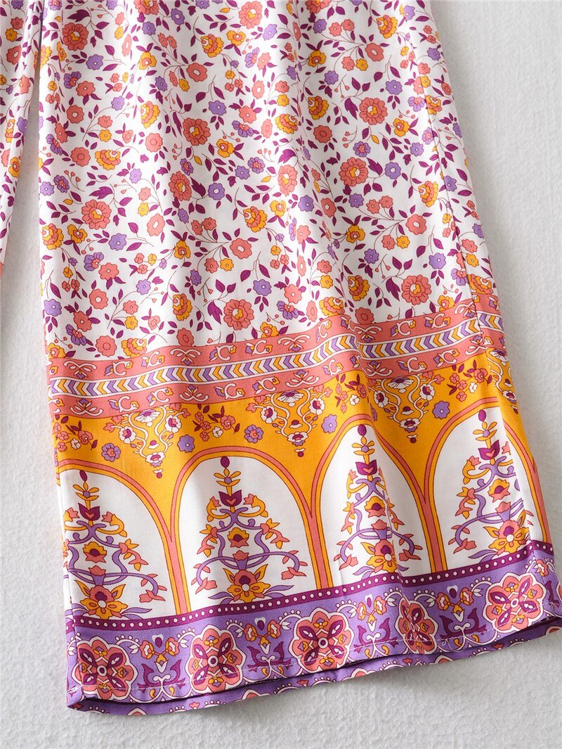 Women's 60's Flower Child Two Piece Outfit | Sleeveless Top + Bohemian Pants | S-L