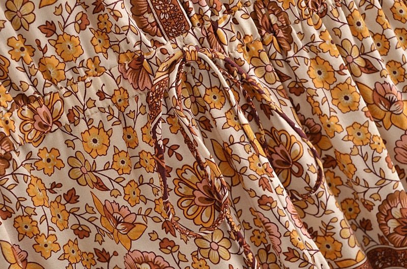 Women's Brown Bohemian Beach Romper | Rayon + Cotton | S-L