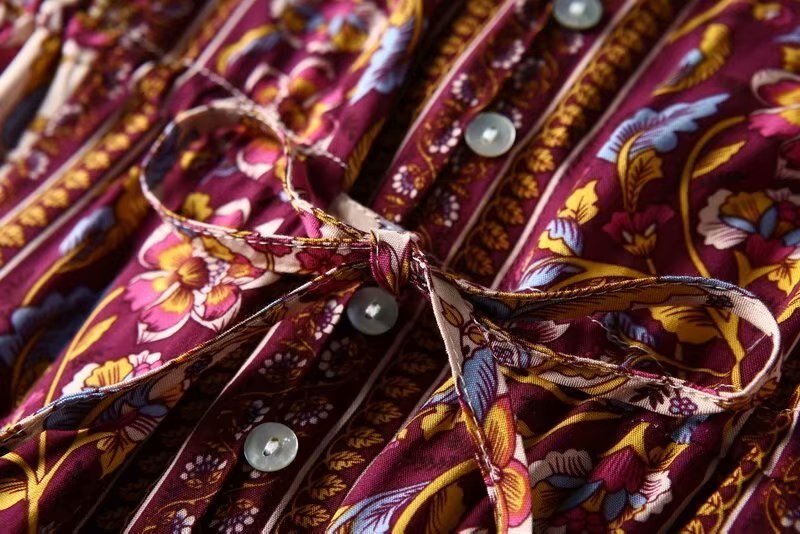 Women's Hippie Deep V-Neck Bohemian Short Sleeve Dress | S-L| Various Colours