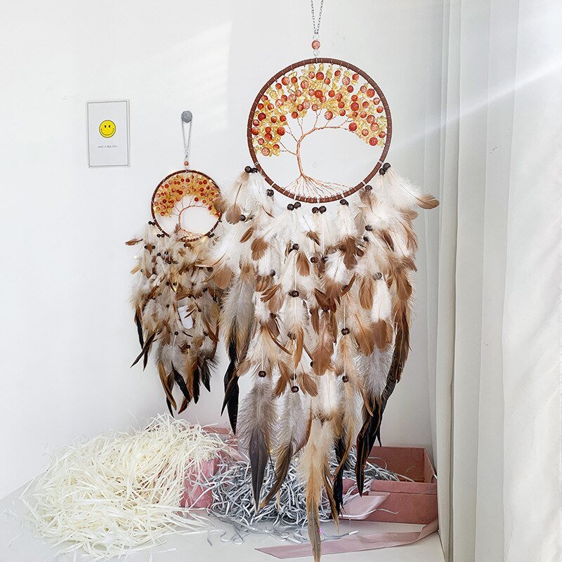 Coffee Coloured Dream Catcher With Feathers