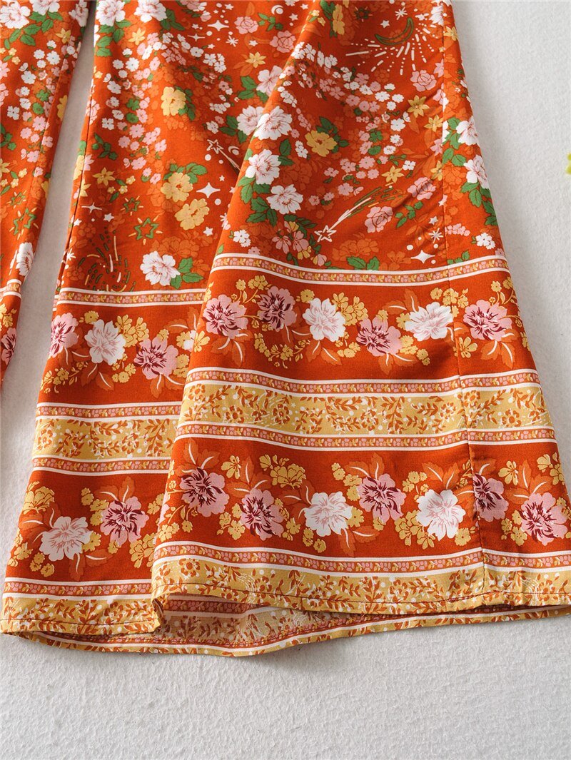 Cool Women's Brown Bohemian Styled Clothing Set | Pants + Sleeveless Top | S-M