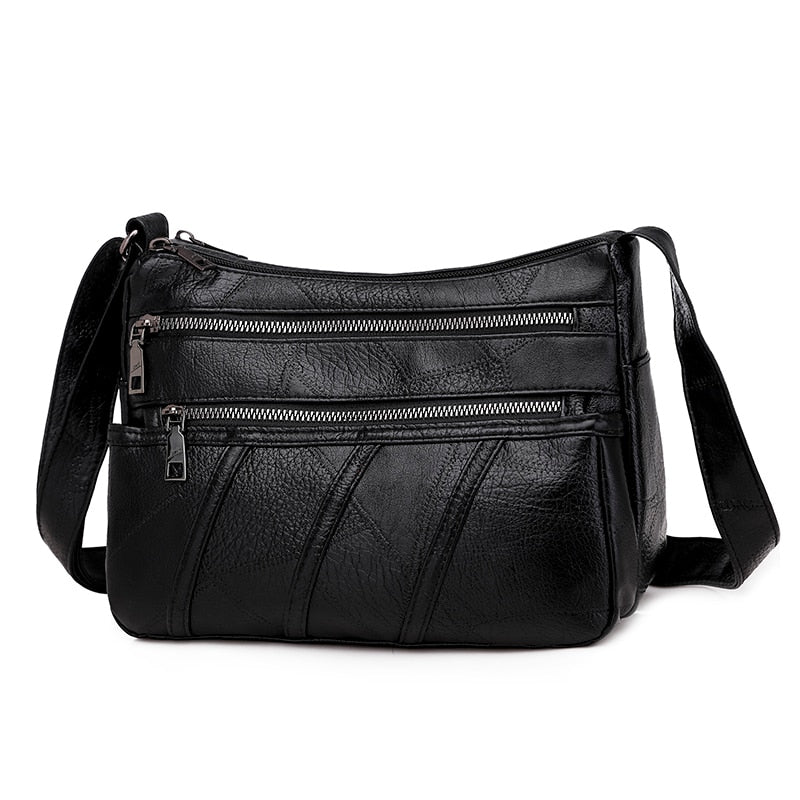 Quality PU Leather Crossbody Bag With Zippers