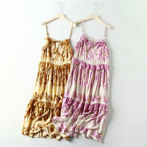 Hippie Drawstring Beach Dress | Yellow Or Pink | S-L