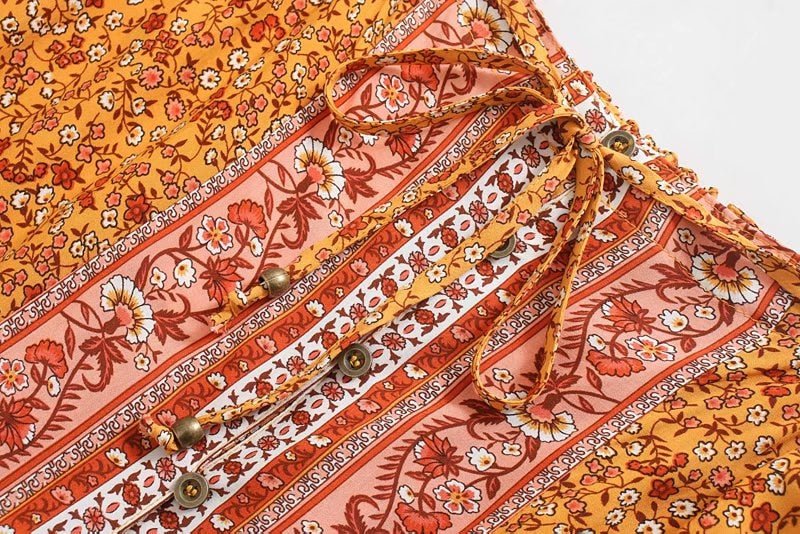 Vintage Styled Hippie Skirt | Orange + Blue | S-L