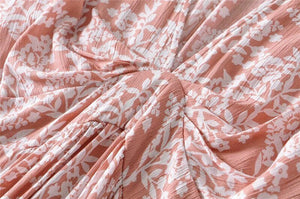 Cute Pink Women's Bohemian Deep V-Neck Dress | S-L