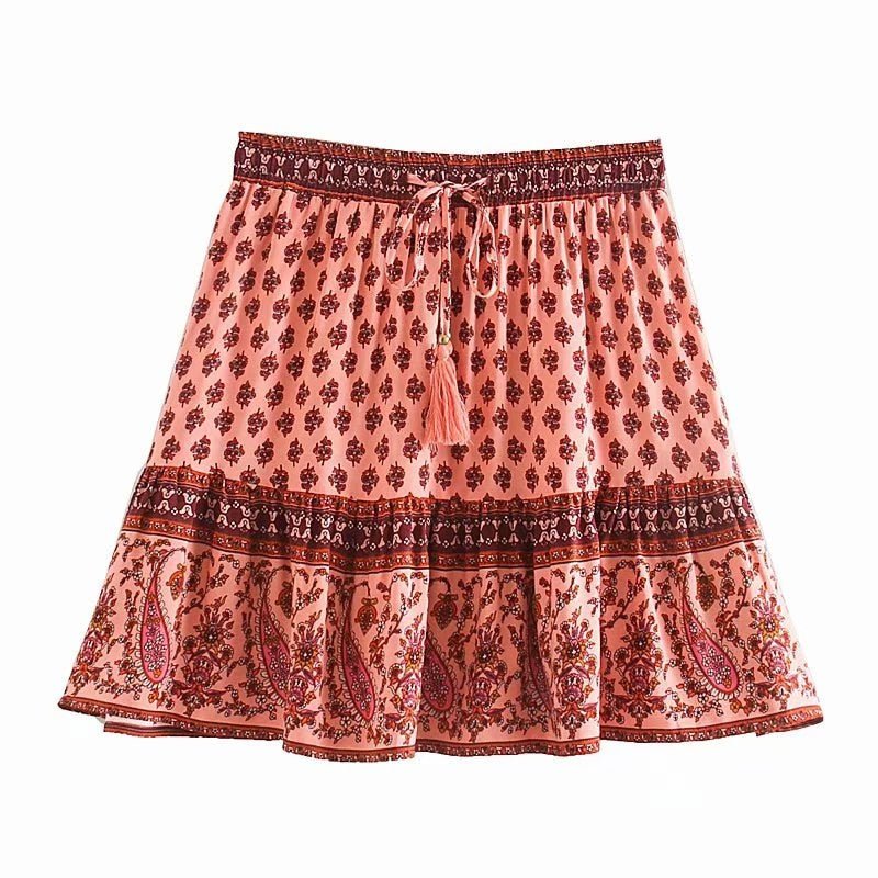 Hippie Skirt | Short Summer With Tassels | S-L | 2 Colours
