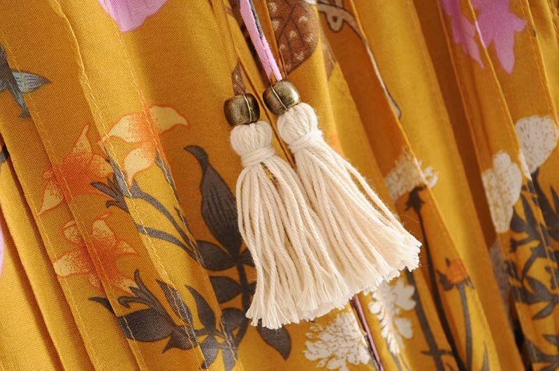 Elegant Hippie Styled Bohemian Summer Dress | S-L | Yellow & Pink