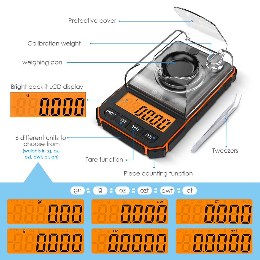 0.001g Electronic Digital Scale With 50g Calibration Weights