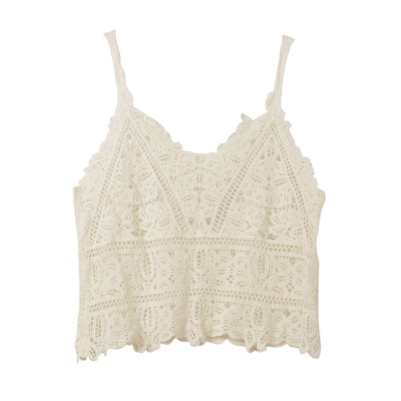 Summer Bohemian Short Strap Lace Knitted Vest Top | Free Size | Various Colours
