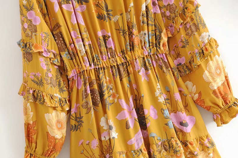 Elegant Hippie Styled Bohemian Summer Dress | S-L | Yellow & Pink