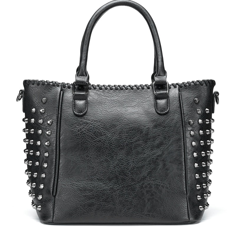 High Quality Women's Skull Handbag With Rivets