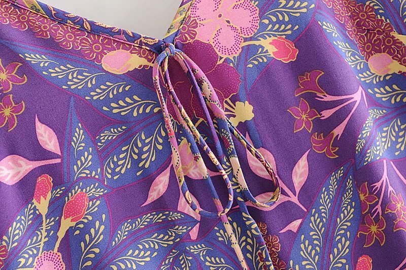 Women's Beautiful Lace Up Boho Dress | V-Neck | S-L