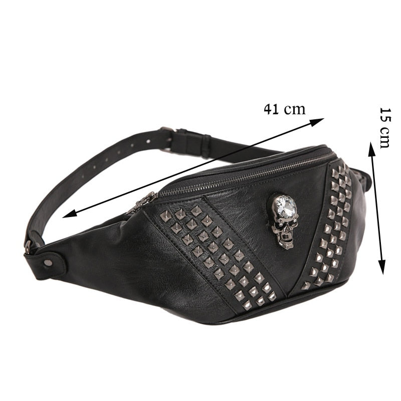 Men's Black Skull Bum Bag