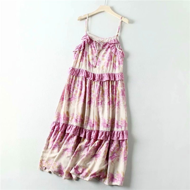 Hippie Drawstring Beach Dress | Yellow Or Pink | S-L