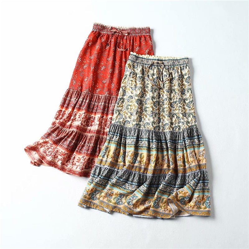 Vintage Women's Designer Boho Skirt | S-L | Two Colours