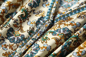 Women's Full Length Multi-Colour Floral Printed Boho Jumpsuit | Short Sleeve + V-neck | S-L