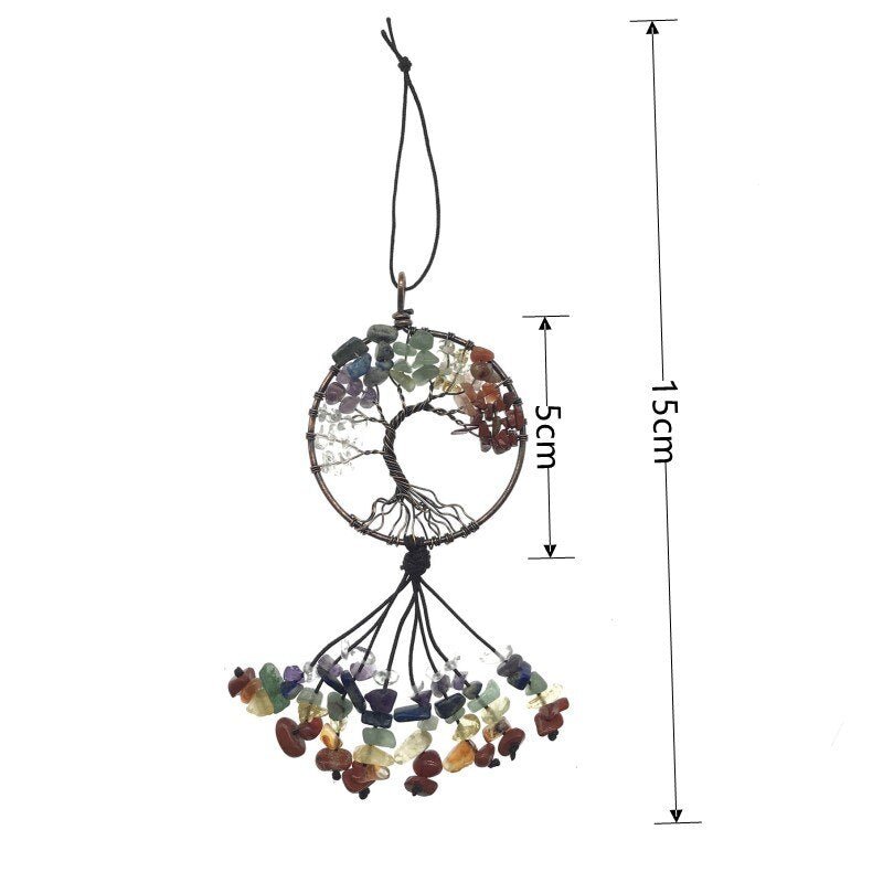 Handmade Natural Crystal Tree Of Life Car Ornament