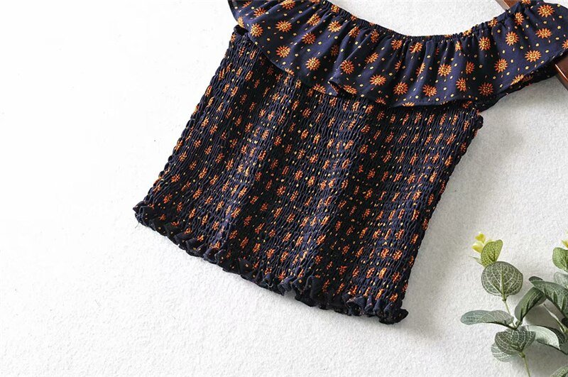 Women's Boho Off Shoulder Strapless Red Or Black Top With Matching Mini Skirt | Clothing Set | M-L