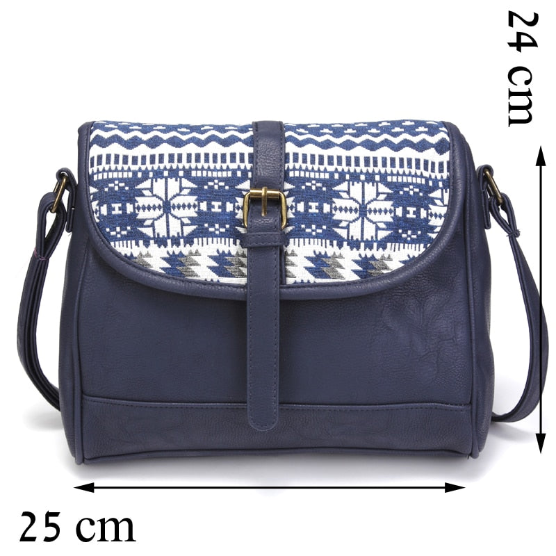 Cool Vintage Styled Messenger Bag With Patchwork Design