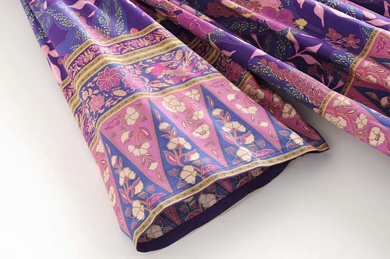 Women's Purple Beach Bohemian Dress | V-Neck | S-L