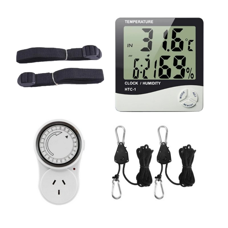 Heavy Duty Hangers + Hanging Straps + 24 Hour Timer + Grow Meter Kit
