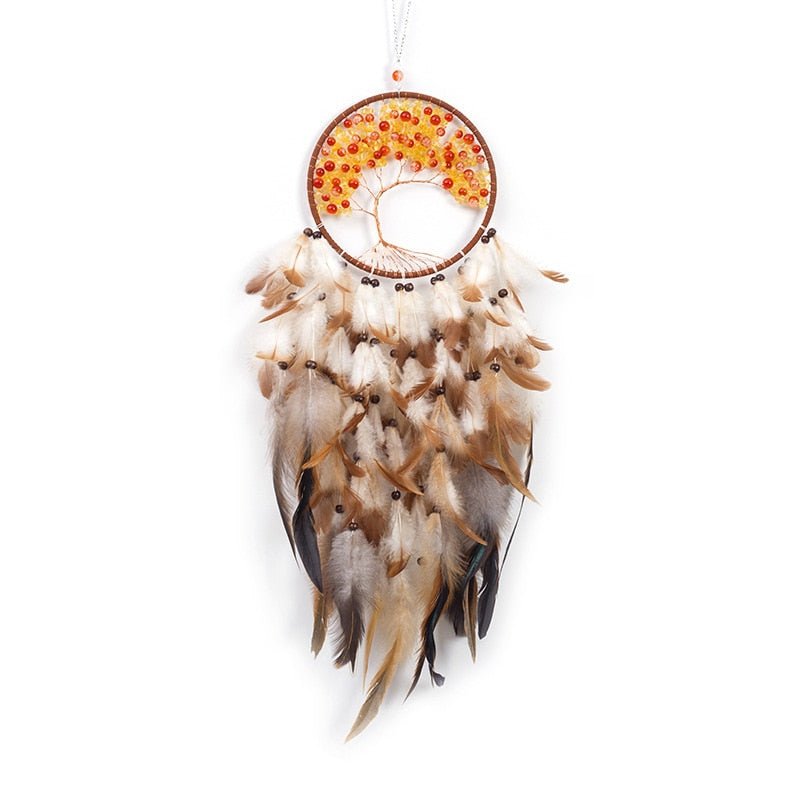 Coffee Coloured Dream Catcher With Feathers