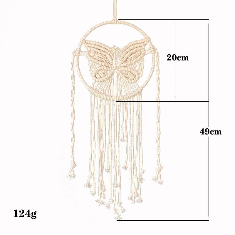 Handmade Macrame Butter Fly Dream Catcher \ Wall Hanging