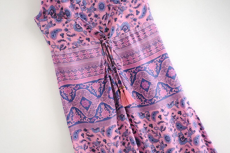 Women's Purple Casual Hippie Peace Dress | Sleeveless | S-XL