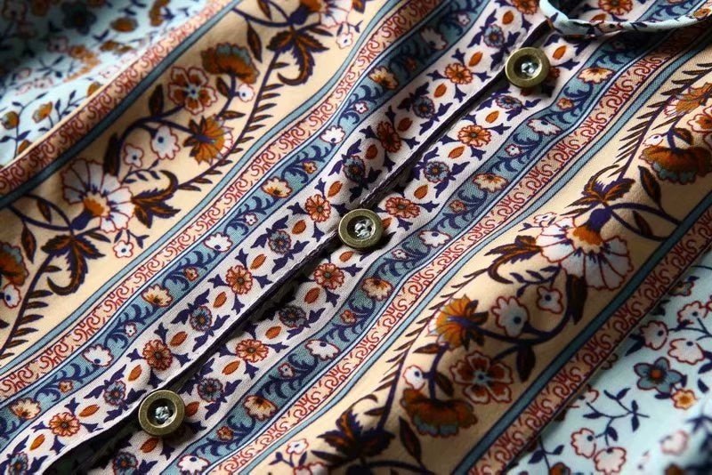 Vintage Styled Hippie Skirt | Orange + Blue | S-L