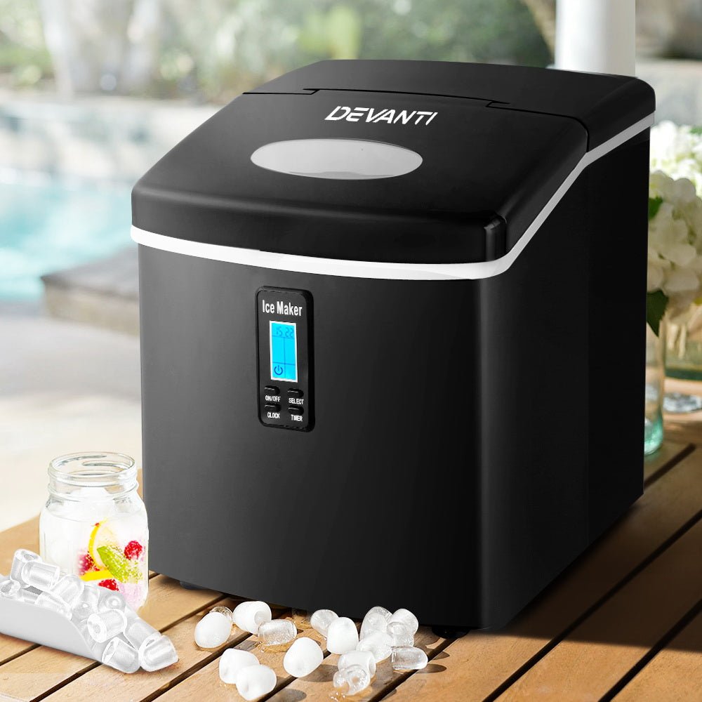 Devanti Ice Maker Machine Commercial Portable Ice Cube Tray Countertop 3.2L